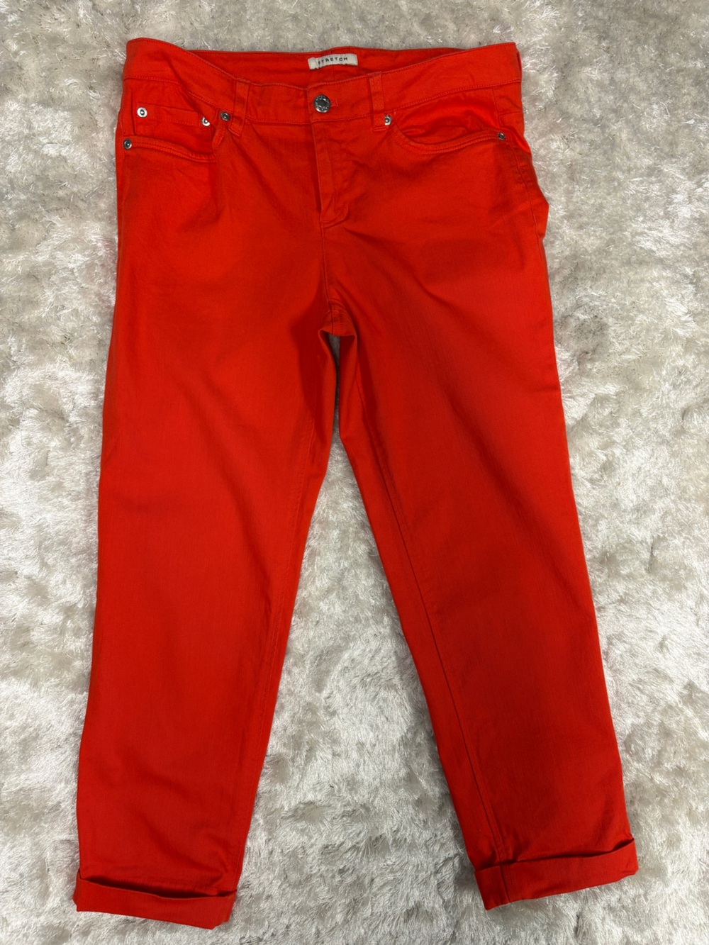 Jones New York Sport Orange Mid-Rise Stretch Rolled Cuff Cropped Ankle Jeans